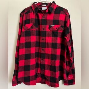 Columbia Red Black Omni-Wick Buffalo Plaid Flannel Shirt Size M Regular Fit